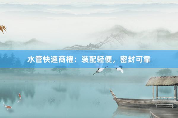 水管快速商榷：装配轻便，密封可靠
